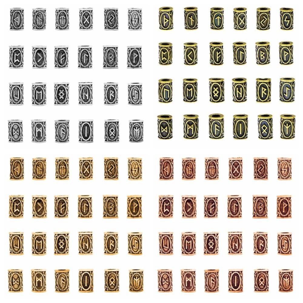 24 шт./лот Подвески для волос Коса Борода DIY Дреды Бусины Руны викингов Бусины подходят для бороды или волос