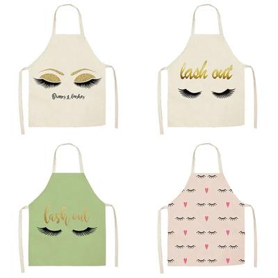 Кухонный фартук с цветным принтом ресниц для детей, мужчин, женщин, повара, кухонный фартук, льняной фартук на талии, инструменты для чистки, 47X38 см