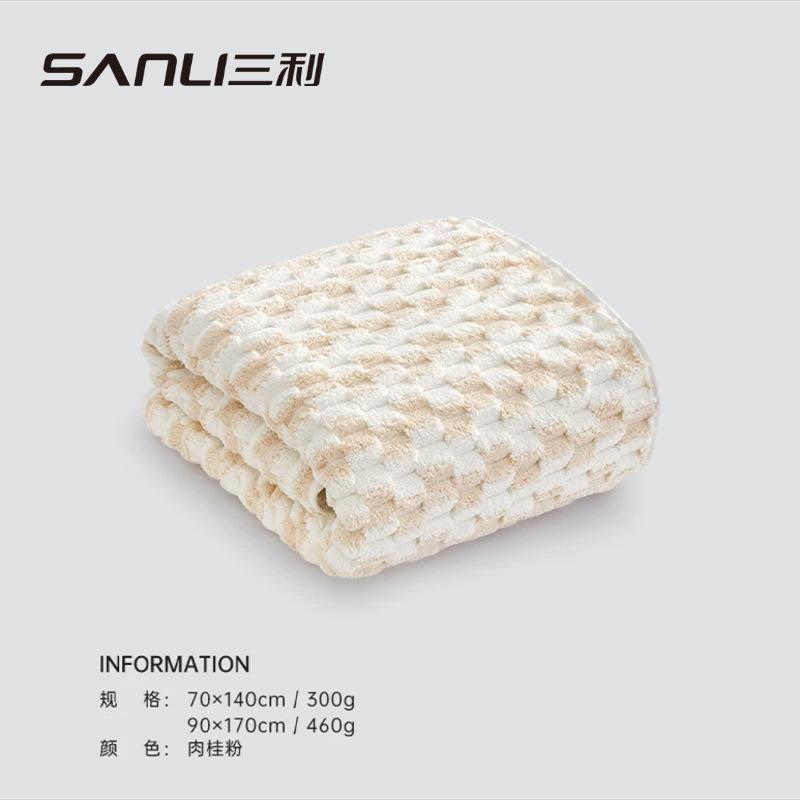 Towel coral velvet plush adult thick bath towel couple wrap bath towel color matching diamond pattern