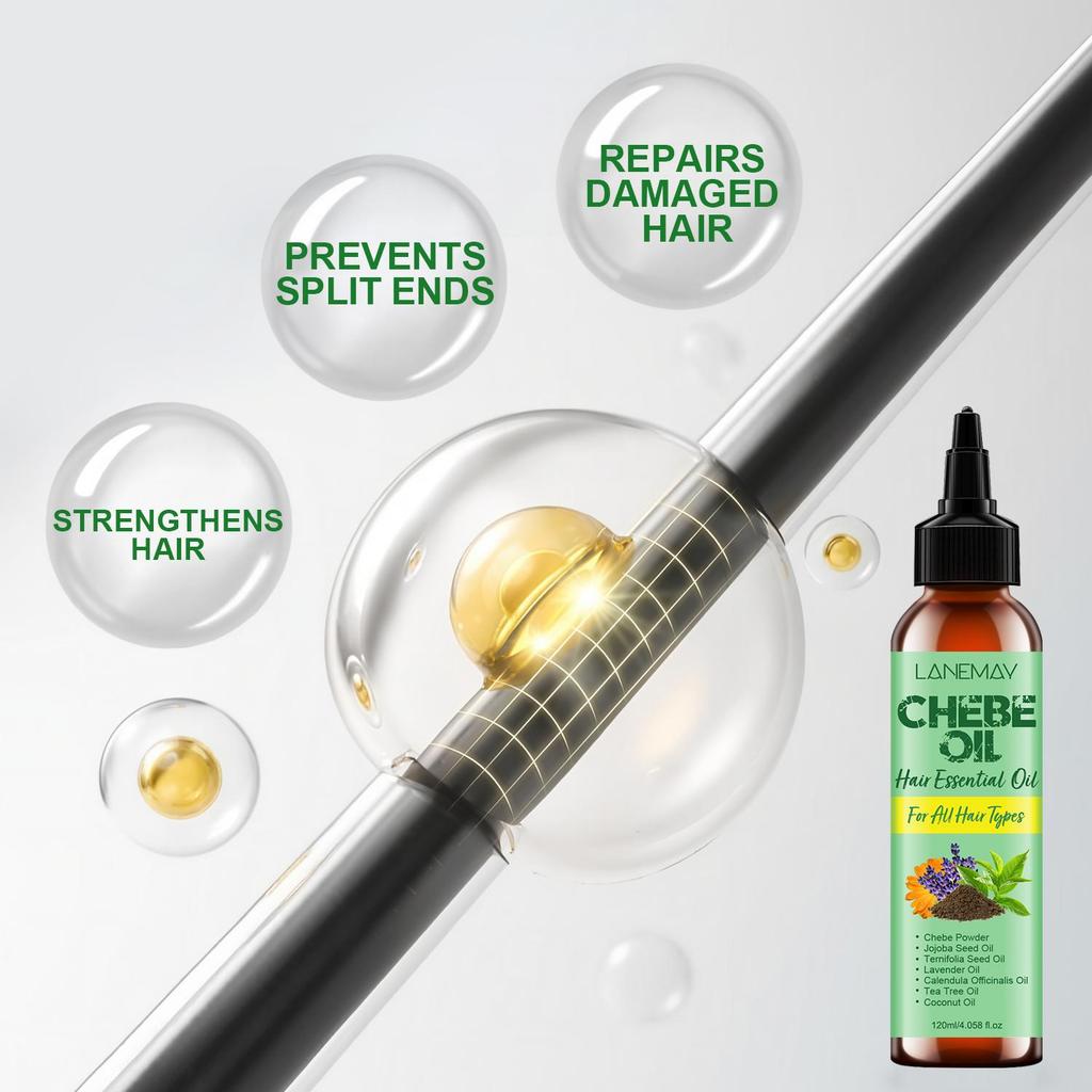 Chebe Hair Oil-Strengthens, Repairs Damaged, Moisturizing & Smooth Hair-Suitable for all Hair Types, 120ml