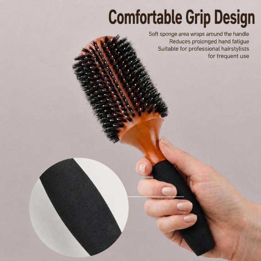 5 Sizes Round Hair Brush Wooden Handle Hair Comb High Quality Boar Bristle Brush Salon Use