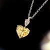 New Gorgeous AAA Heart Cubic Zirconia Bright Yellow Pendant Necklace for Women High-quality Love Necklaces Engagement Jewelry