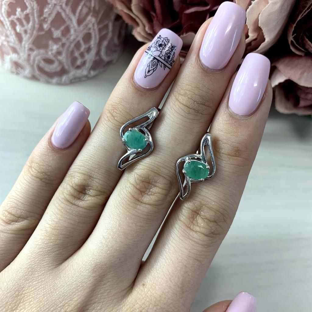 Серебряные серьги с натуральным изумрудом 1.39ct (2010937)