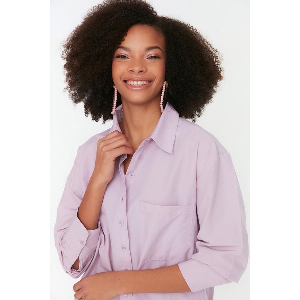 Белая рубашка-бойфренд с одним карманом/широкая хлопковая рубашка Twoaw20go0115