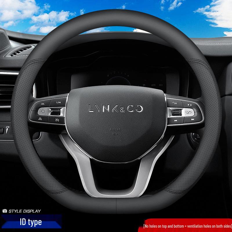 Чехол на руль из натуральной кожи для моделей Lynk & Co 01, 02, 03, 03+, 05, 06 и автомобилей на новых источниках энергии