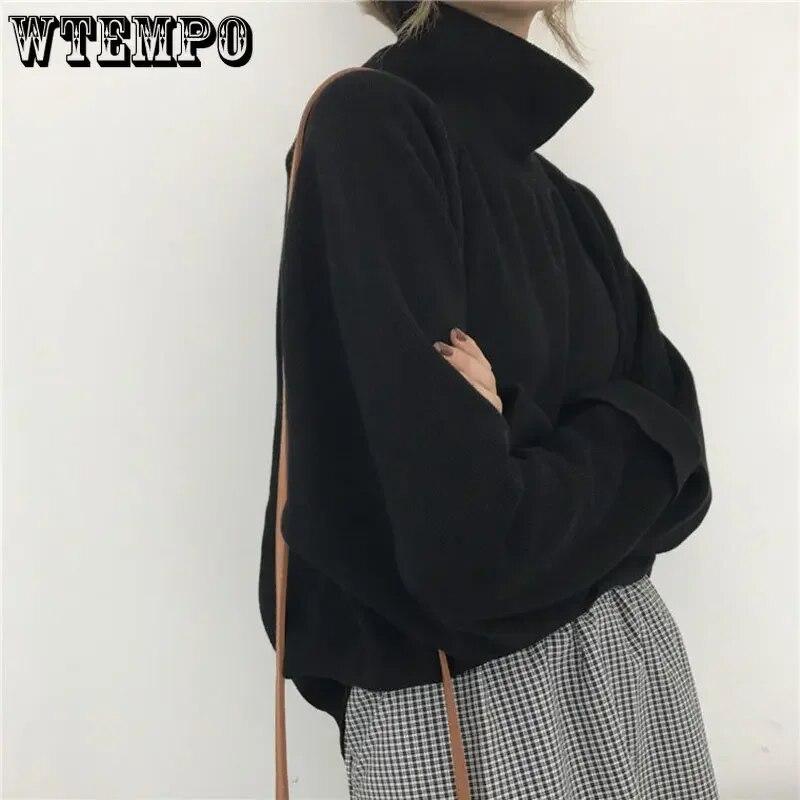 Джемпер с высоким воротником, женский теплый тонкий вязаный свободный белый пуловер, вязаный базовый топ, вязаная одежда на весну и осень