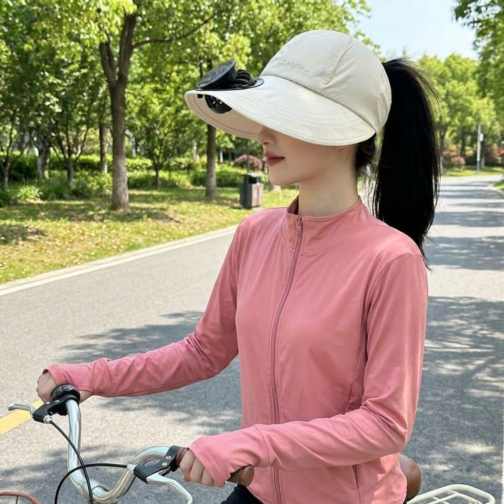 Rechargeable Solar Fan Hat Solid Color Sunshade Hat for 3.7V600mAh Seaside Vacation