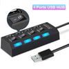 USB 2.0 Хаб 4-портовый Разветвитель с Адаптером Питания и Светодиодным Переключателем ВКЛ/ВЫКЛ Множественный Расширитель HUB Для ПК Ноутбука Macbook Настольные Аксессуары