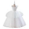 Винтажное тюлевое белое свадебное платье для девочек, элегантное детское праздничное платье принцессы с бантом для подружек невесты для девочек, костюмы на день рождения без рукавов