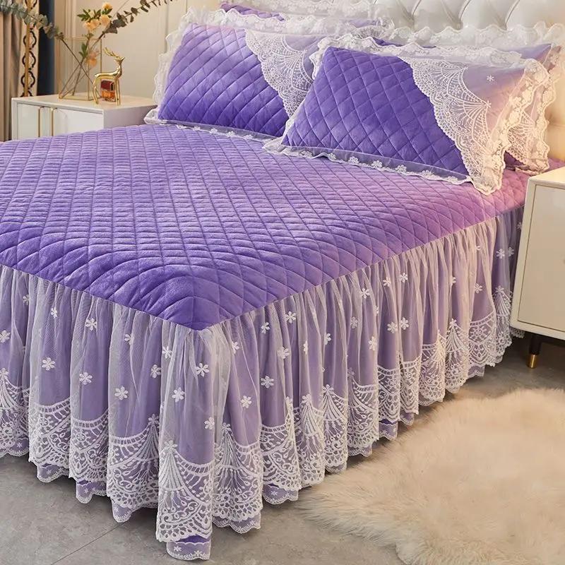 Антистатическая бархатная мягкая юбка-кровать, цельное зимнее утолщенное покрывало, современные минималистичные бытовые покрывала