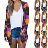 Women's Fashion Halloween Print Long Sleeve Loose Casual Cardigan Tops