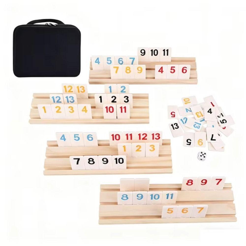 106Pcs Wooden Rummy Cube Game 106 Tiles Classic Board Game Board Games Rummy Tiles Family Game