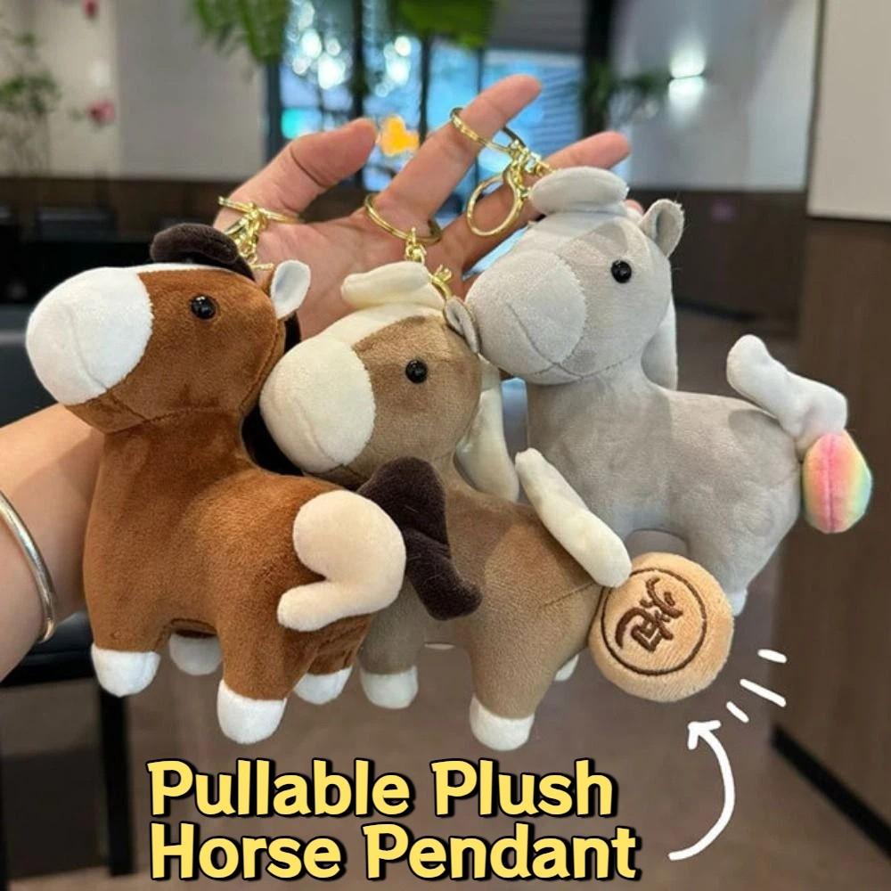 Cute Pullable Plush Horse Pendant Mascot Dolls Plush Horse Doll Pendant  Car Decoration