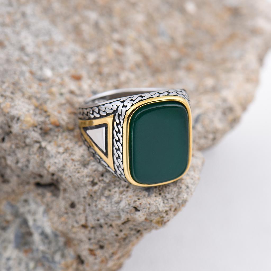 R3427 Мужские высококачественные кольца из нержавеющей стали 316L с ониксом разных форм, трендовые украшения