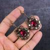 Pink Rubillite Handmade Copper Wire Wrap Jewelry Earring 2.68" P2T49