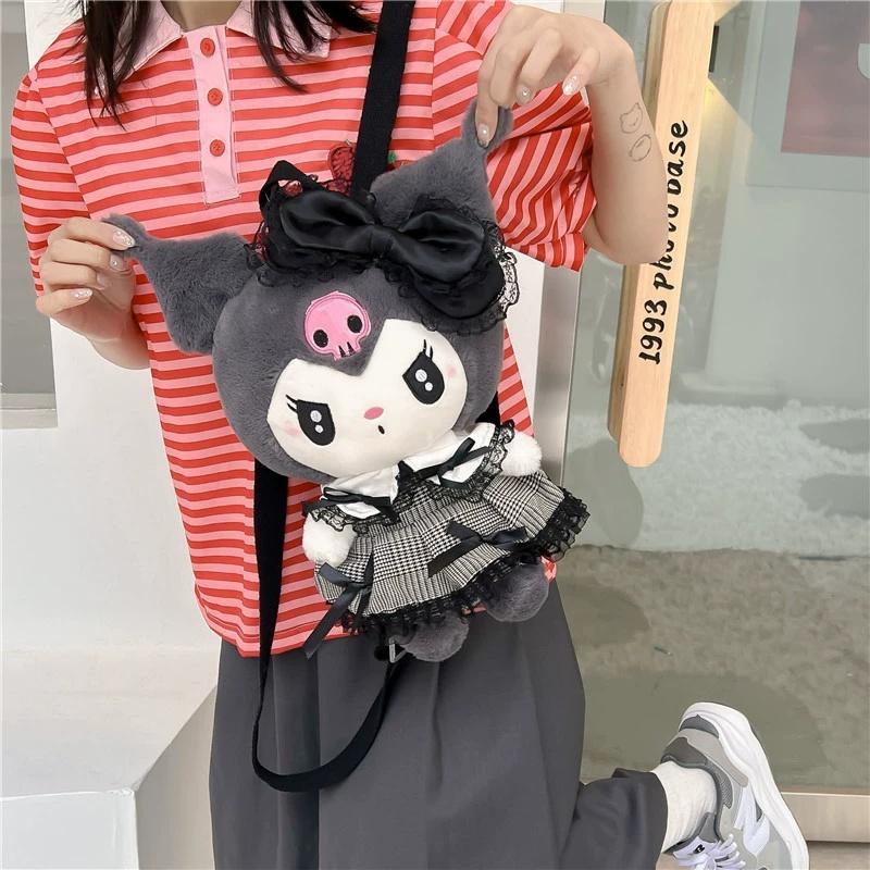cartoon My Melody Kuromi cartoon plush doll large capacity backpack kawaii portable shoulder bag cute school bag gift