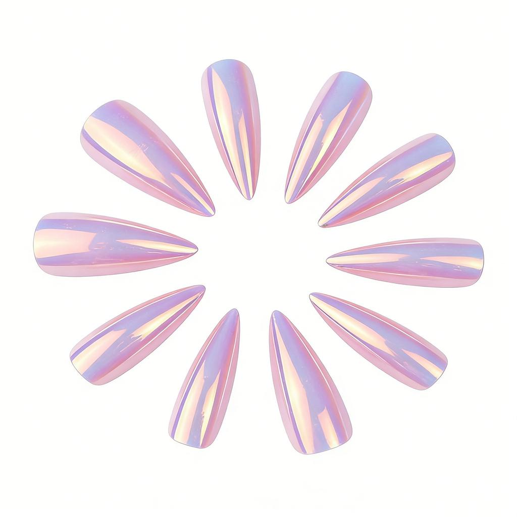 European And American Nail Art, Nail Plate Electroplated Chrome Mirror Spice Girl Wind Long-Pointed Nail, Wearing Nail