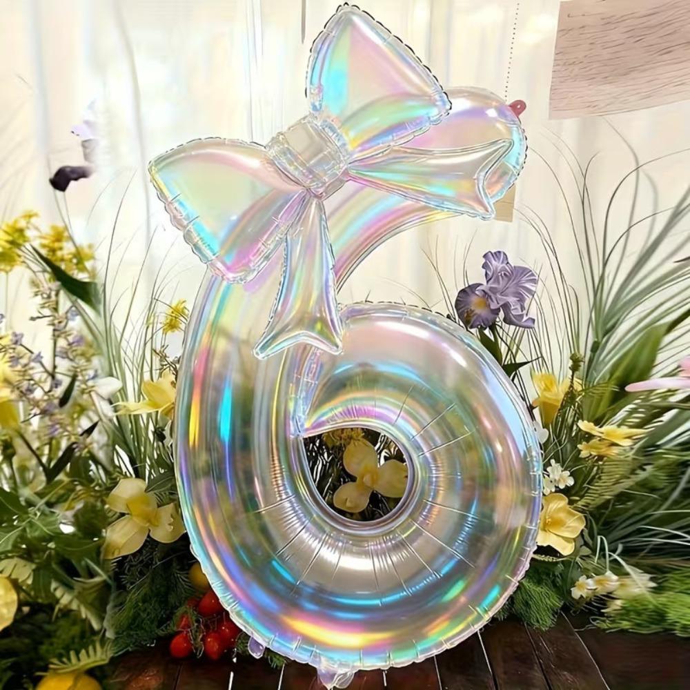 0-9 Number Balloon Decorative Birthday Party Balloon Bowknot Balloon Photo Props Anniversary