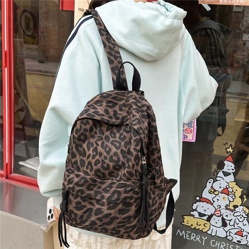 Рюкзак из ткани Оксфорд с леопардовым принтом, модный женский повседневный школьный рюкзак, трендовый рюкзак