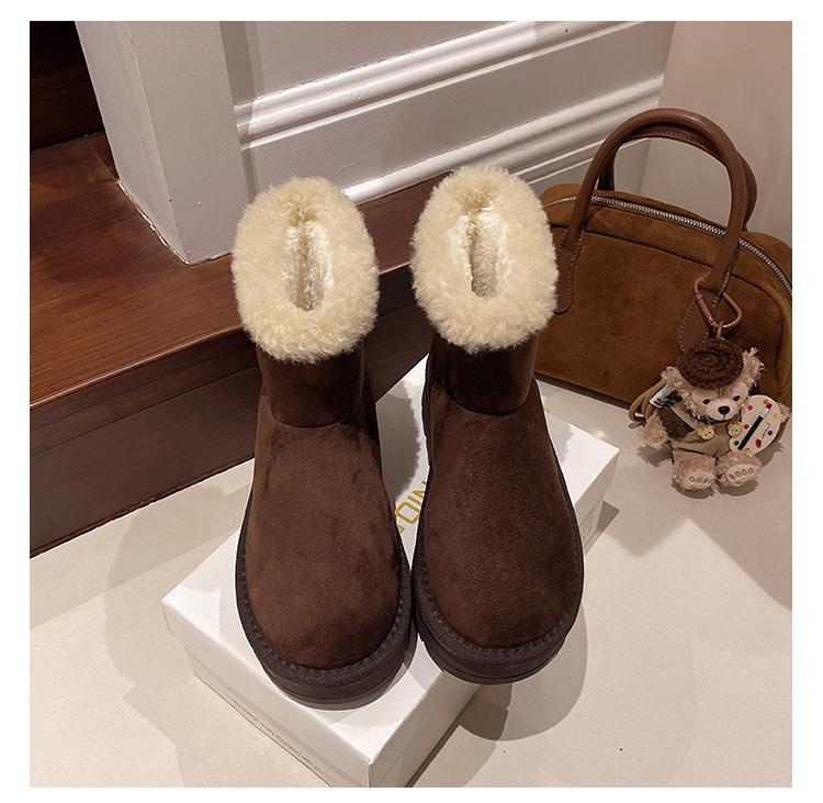 [Фанфна] Утепленные теплые ботинки на толстой подошве для женской осени 2025 года, новые нескользящие плюшевые снежные хлопковые ботинки