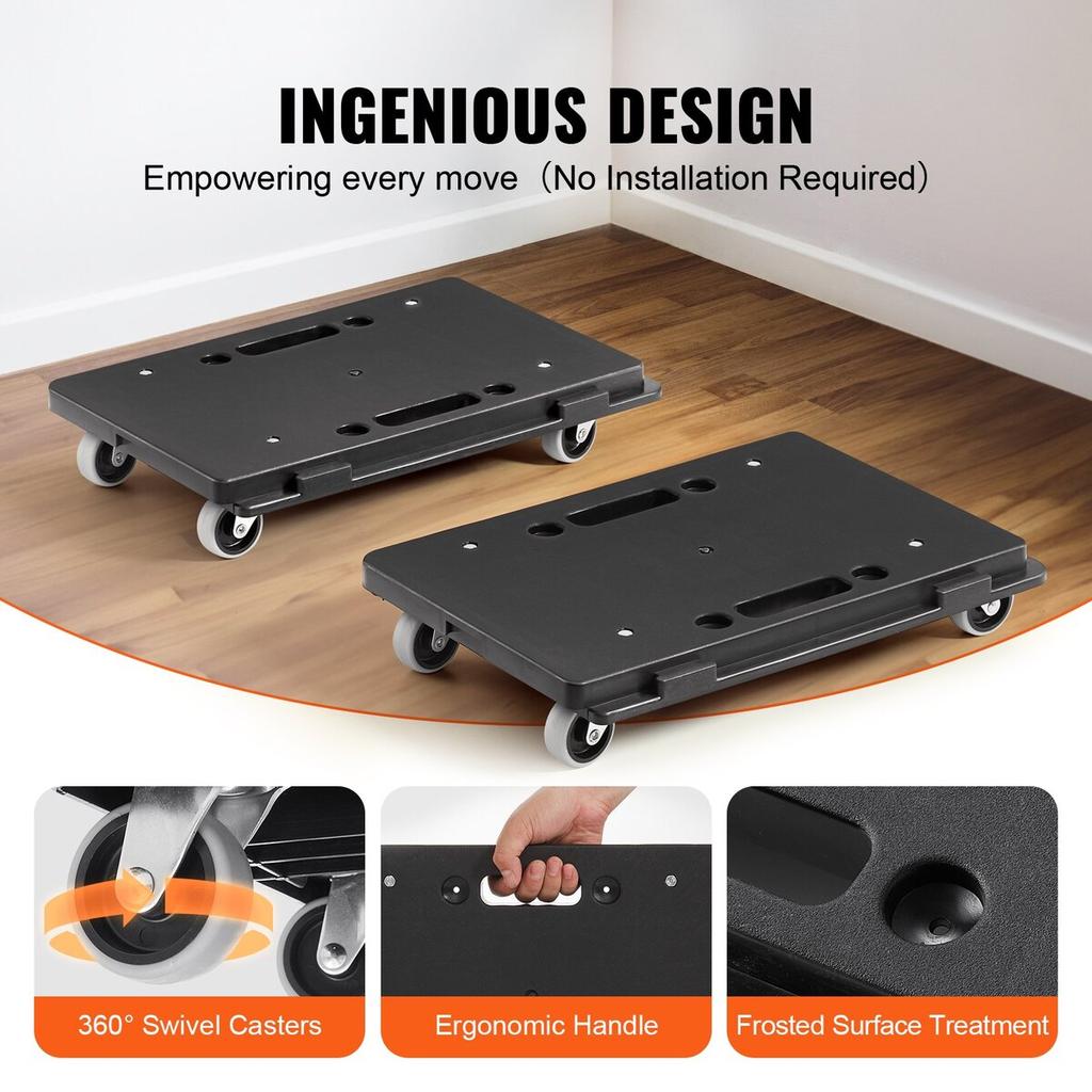 Furniture Dolly, 500 lbs Capacity Each Count, Furniture Mover with Wheels, Portable Moving Rollers 4 Wheels Heavy Duty, Small Flat Dolly Cart with
