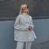 Женский принт с длинным рукавом и капюшоном с круглым вырезом, толстовки, костюм осень-зима, свободный топ, широкие брюки
