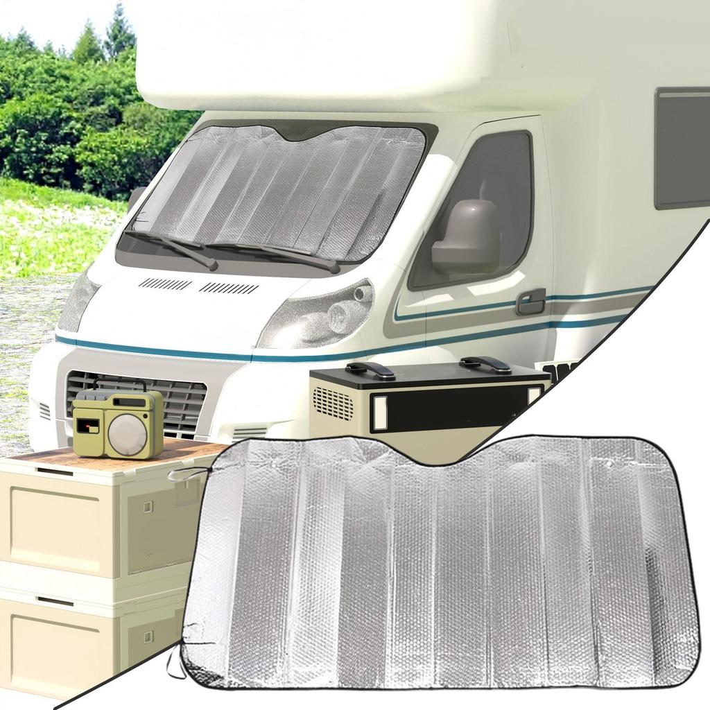 RV Windshield Sunshade Sun Shade Protector for Motorhome Double-Sided Aluminum Foil Truck Motorhomes Sunshade Cooling Accessory