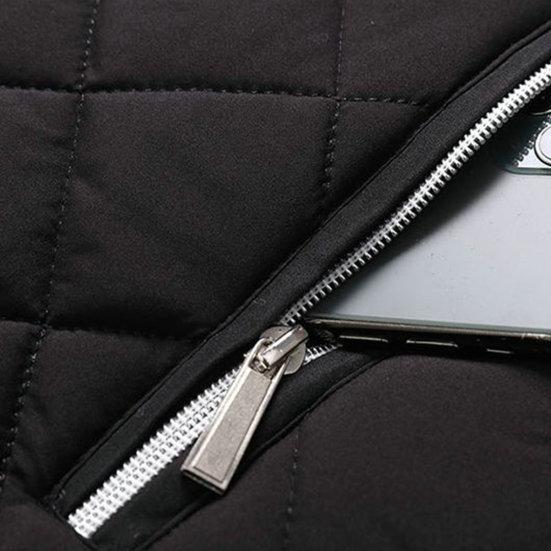 Мужская зимняя однотонная куртка, пальто с воротником-стойкой, карманы с длинными рукавами, планка на молнии, теплое пальто, клетчатая текстура, повседневная верхняя одежда на флисовой подкладке