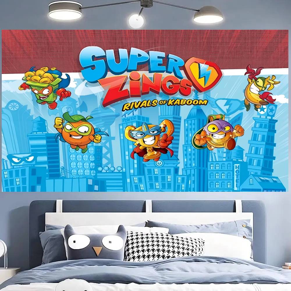 Cartoon SuperZings birthday Birthday Backdrop Dinning Photography Backdrops Party Banner Printing Backdrop Cloth Photo 539