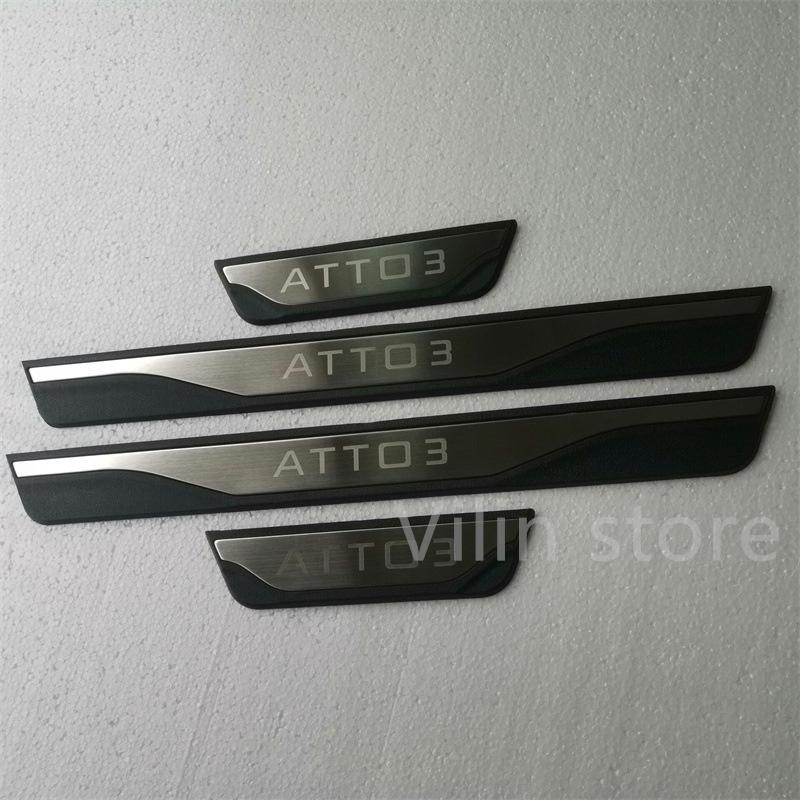 Для BYD Atto 3 2022 2023+ Специальная модифицированная ультратонкая педаль приветствия, пороговая накладка, полоса, слот для ворот, аксессуары для автомобиля