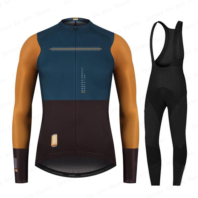 New Spring/Autumn Triathlon Men Long Sleeve Cycling Clothing Breathable Anti-UV Bicycle Jersey Set Wear Bib Pants Ropa Ciclismo