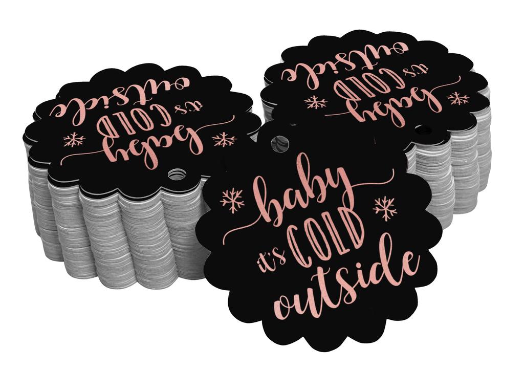 Inkdotpot Gold Foil Paper Hang Tags Baby It's Cold Outside Baby Shower Favor Tags 100