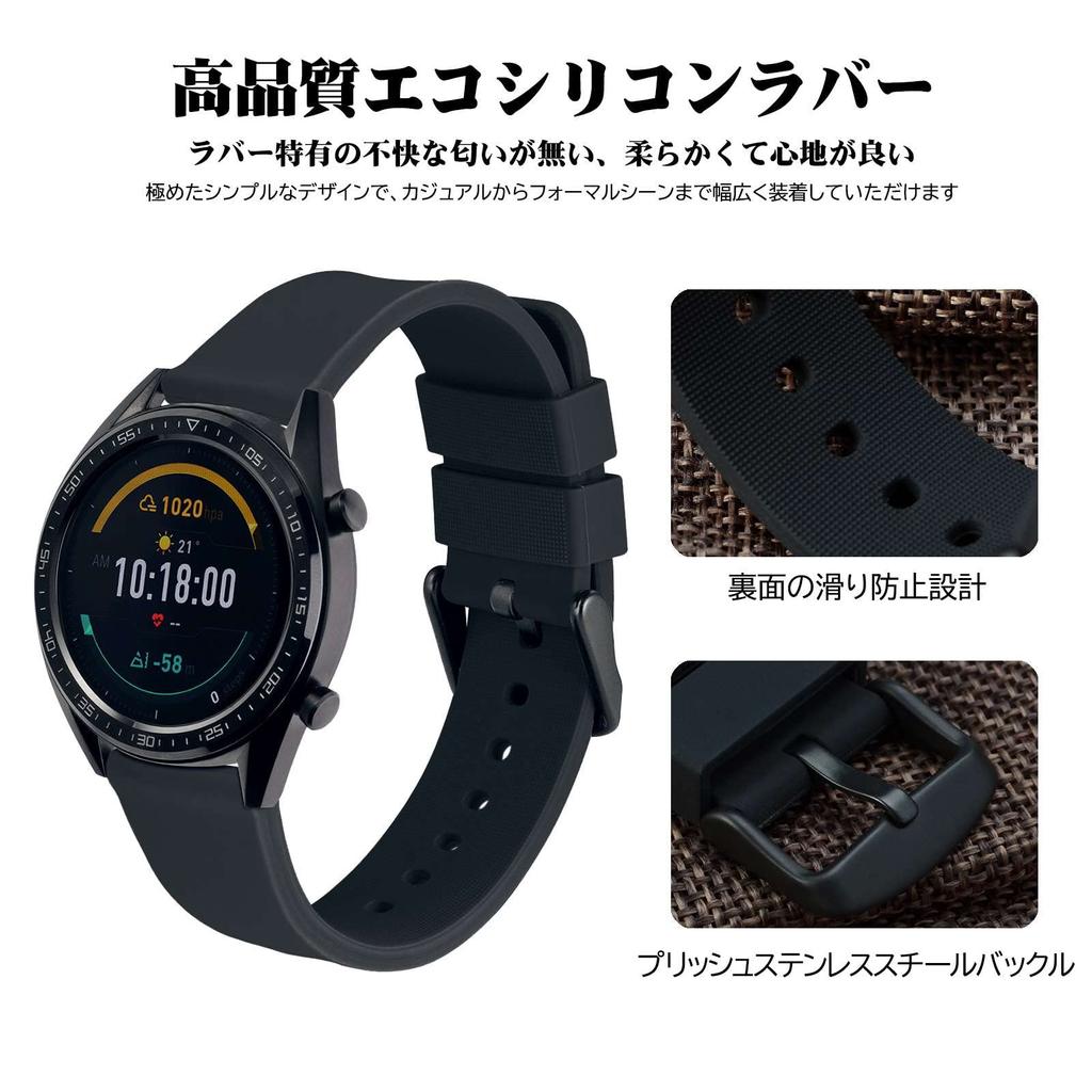 Rubber Strap Silicone 24mm Waterproof Watch Replacement Strap Quick Release Rubber Watch Band Buckle [WOCCI] Black/Black