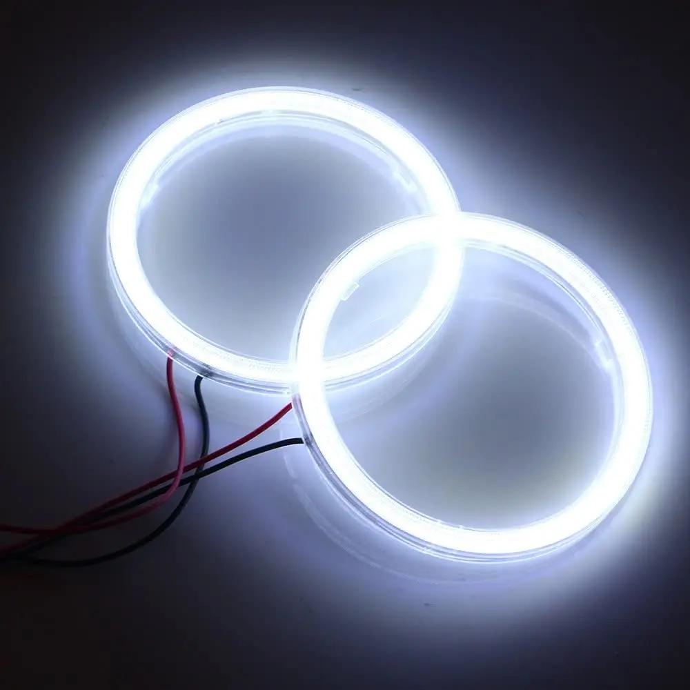 2 шт. Автомобильная фара Cob Aperture Angel Eye LED COB Белый свет Круг 60/70/80/90/100/110/120 мм Мотоциклетные фары для автомобилей