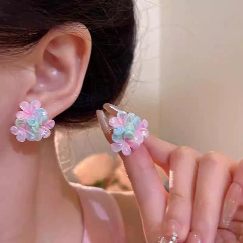 Серьги-гвоздики из серебра 925 пробы с цветочным дизайном для женщин - Элегантный весенне-летний дизайн, Модные и милые пусеты на 2026 год