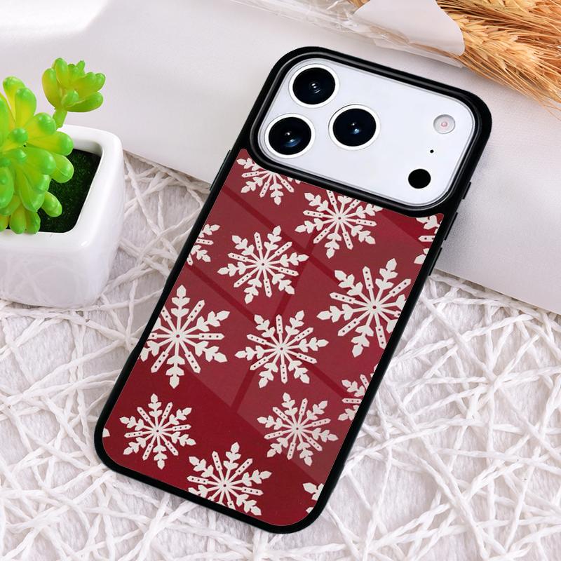 Зимние Снежинки Красный Ударопрочный Чехол для Телефона для iPhone 17 Air 16e 15 11 12 14 13 Pro Max Чехол Coque