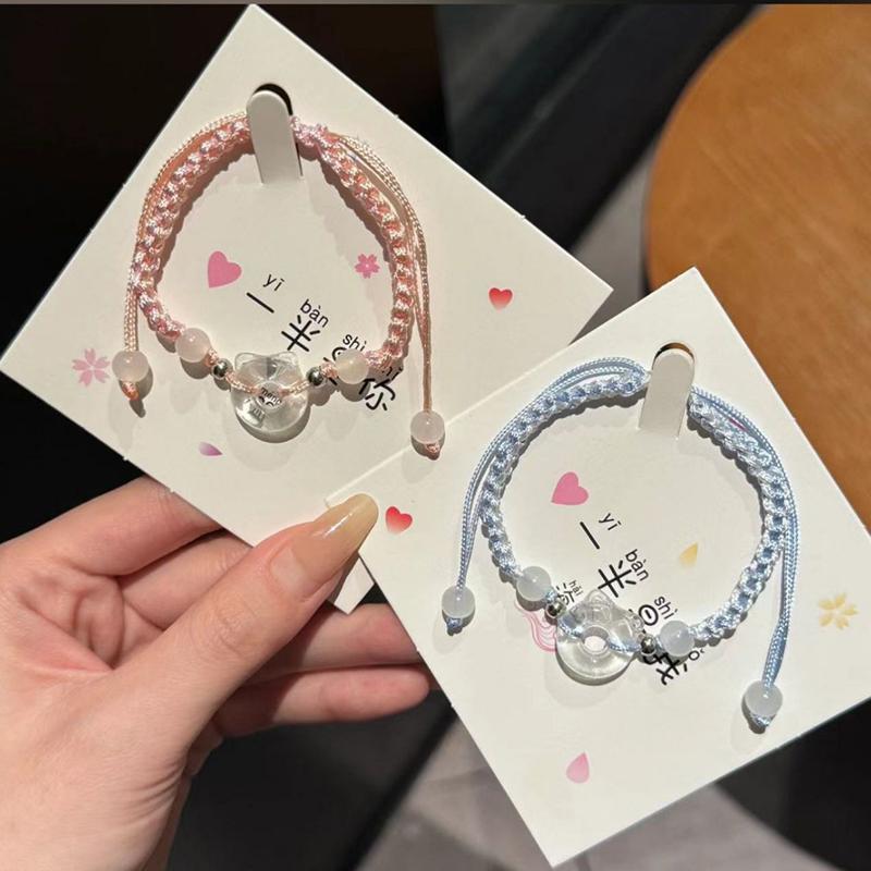 Браслет в китайском стиле с кошкой, плетеный вручную, для женщин и девочек, милый универсальный браслет, милый браслет с кошкой, ювелирные изделия, аксессуары, подарки