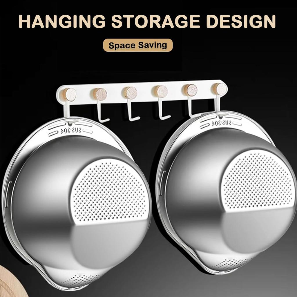 Rice Washer Strainer Bowl Stainless Steel 304 Rice Washing Bowl Rice Sieve Colander Fruit And Vegetable Strainer Kitchen Tools