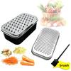 1 Set Vegetable Grater Double-sided Manual Cheese Grater Stainless Steel Vegetable Chopper with Cleaning Brush for Home