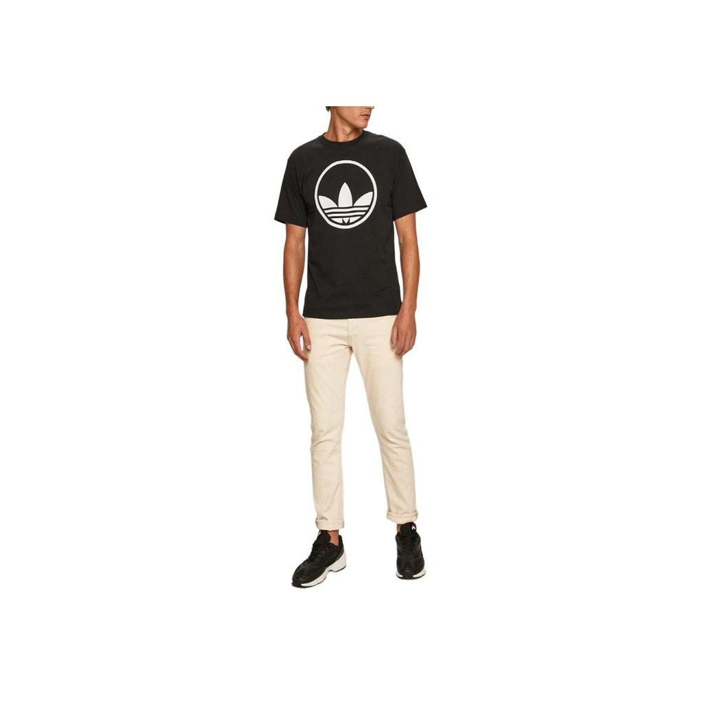 Adidas Оригинальная дышащая повседневная спортивная футболка с логотипом и принтом свободного кроя, с круглым вырезом и коротким рукавом, мужские футболки черного цвета GD2102