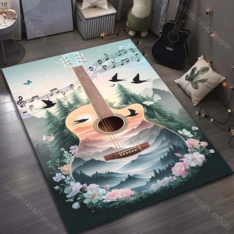 Forest Guitar Sheet Music Prints Creative Print Carpet for Bedroom Living Room Bedside Sofa Floor Mat Modern Home Decor Area Rug