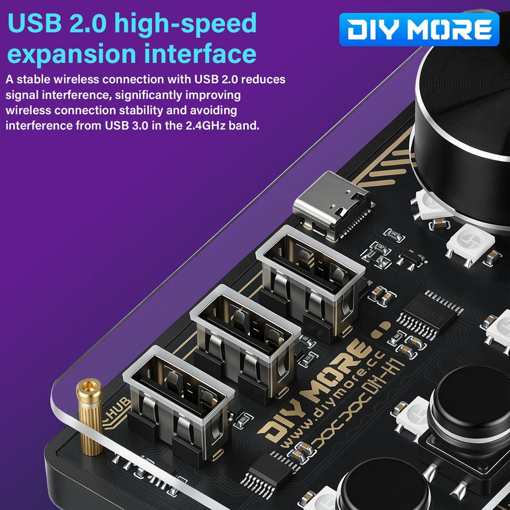 Programmable Macro Keyboard USB HUB WS2812 RGB LED Customizable Shortcut Key Controller Desktop DIY Programmable Accessories