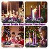 13" Purple Ribbon Christmas Advent Wreath 4 Advent Candles Holder Christmas Centerpiece with Bow Artificial Pine Cones