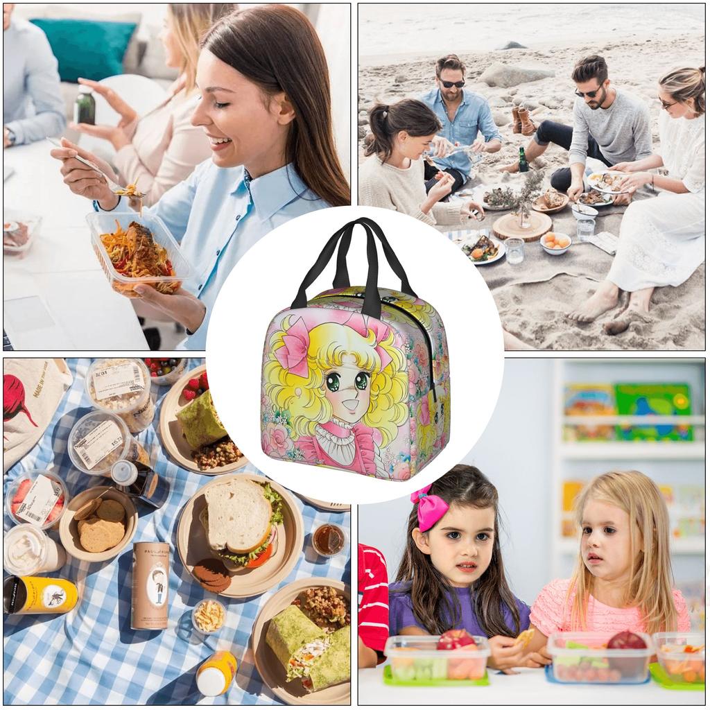 Anime Manga Candy Candy Lunch Bag Women Thermal Cooler Insulated Lunch Boxes for Adult Office