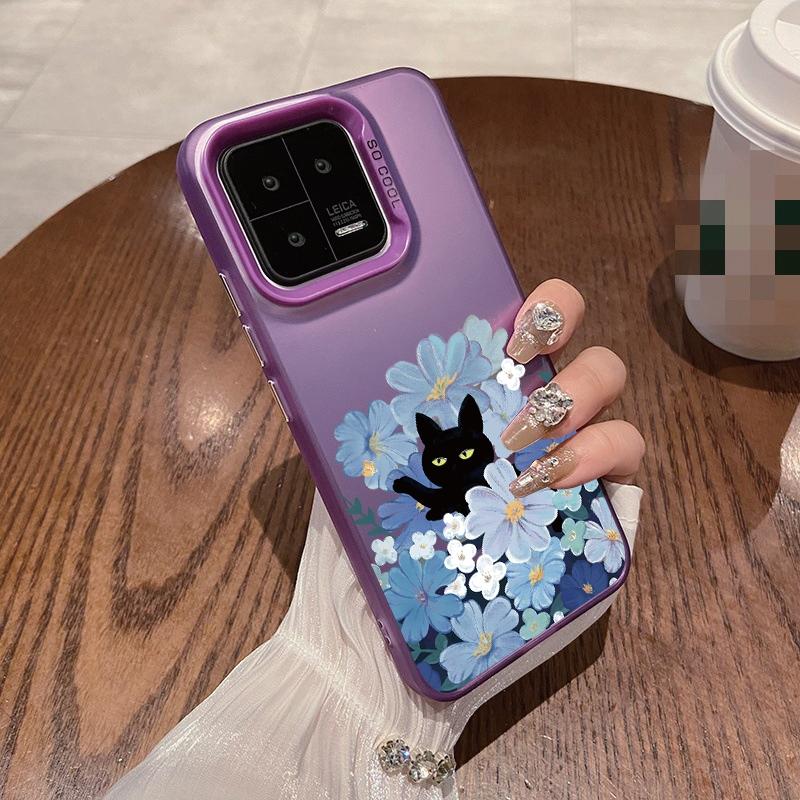 Чехол Cat Flower для iPhone 16 Samsung A55 A35 A34 S24 FE Xiaomi Redmi Note 13 Pro 14C Huawei Honor 200 противоударный бампер для телефона с защитой от царапин