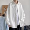 Men's Korean Casual Shirts Fashion White Long Sleeve Men Harajuku Black Oversized Shirt Male Button Up Blouses 5XL