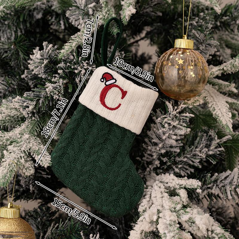 Christmas Stocking Knitting Snowflake Letter Socks Christmas Decoration For Home Christmas Alphabet Knitting Sock New Year  Gift