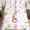 Cartoon Rabbit Duvet Cover Twin Cute Animal On The Moon Quilt Cover Microfiber Cloud Galaxy Space Bedding Set For Boy Girl Gift