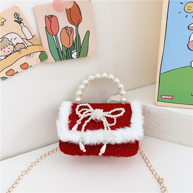 Elegant Pearl Red Childrens Handbag For Girls Featuring Breathable And Material Wearresistant