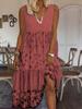 Women's Sleeveless Summer Style Round Neck Printed Long Dress